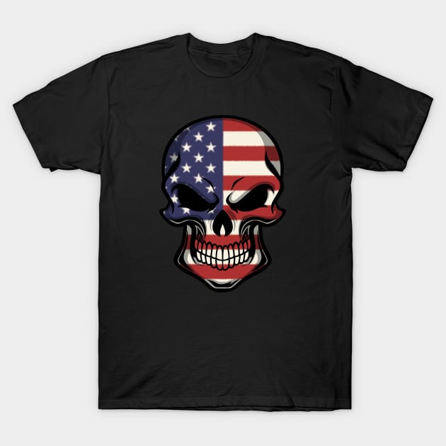 FLAG OF THE USA ON SKULL EMBLEM T-Shirt by VERXION